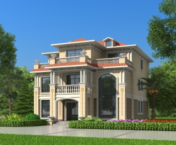 Simple European Style Villa Appearance-ID:949859692