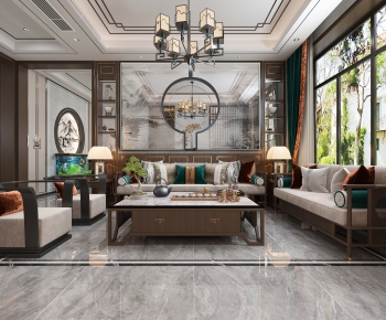 New Chinese Style A Living Room-ID:788783073