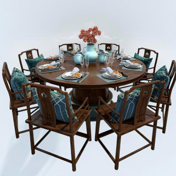 New Chinese Style Dining Table And Chairs-ID:411065101