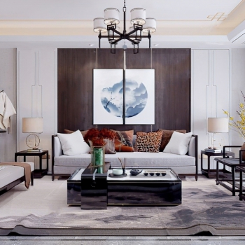 New Chinese Style A Living Room-ID:620927102