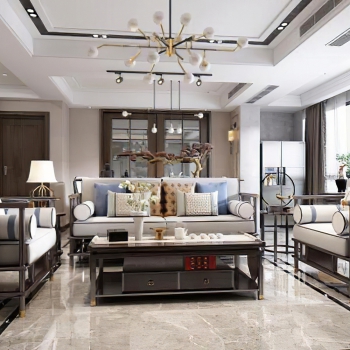 New Chinese Style A Living Room-ID:761095056