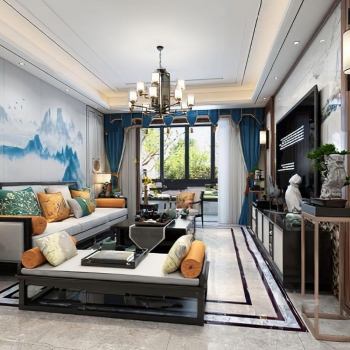 New Chinese Style A Living Room-ID:764595992