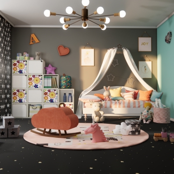 Nordic Style Girl's Room Daughter's Room-ID:982594978