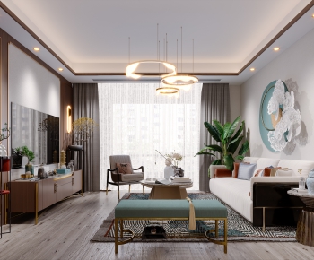 New Chinese Style A Living Room-ID:615251167