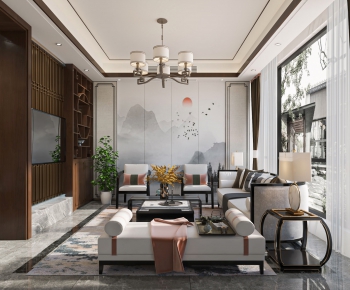 New Chinese Style A Living Room-ID:364448079