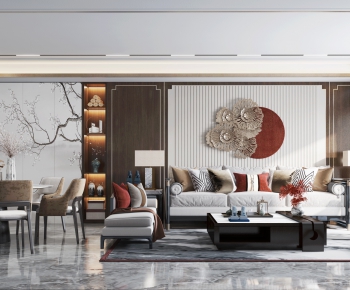 New Chinese Style A Living Room-ID:541095979