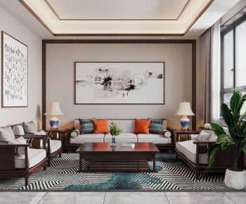 New Chinese Style A Living Room-ID:735461008