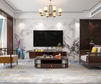 New Chinese Style A Living Room-ID:626149891