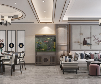 New Chinese Style A Living Room-ID:423405896