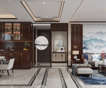 New Chinese Style A Living Room-ID:121334083