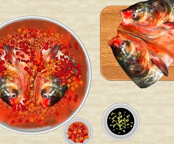 现代剁椒鱼头姜，葱，蒜-ID:1036034