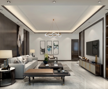 New Chinese Style A Living Room-ID:374610465