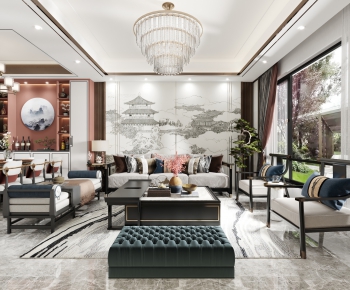 New Chinese Style A Living Room-ID:261476046