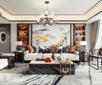 New Chinese Style A Living Room-ID:669248109