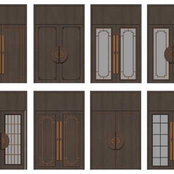 New Chinese Style Double Door-ID:747288947