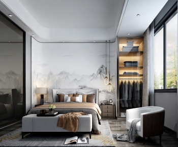 New Chinese Style Bedroom-ID:358640917