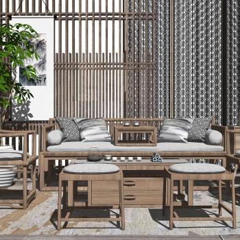New Chinese Style Sofa Combination-ID:732177979