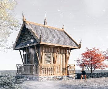 Southeast Asian Style Ancient Architectural Buildings-ID:691628931