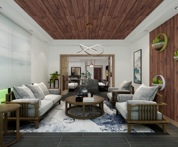 New Chinese Style A Living Room-ID:351155042