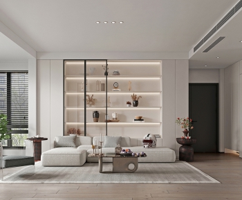 Modern Wabi-sabi Style A Living Room-ID:615272055