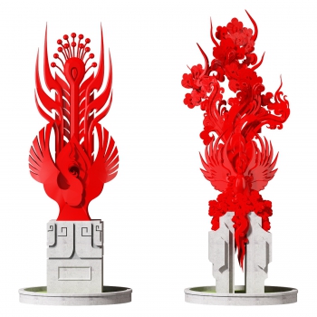新中式凤凰雕塑小品-ID:250046975