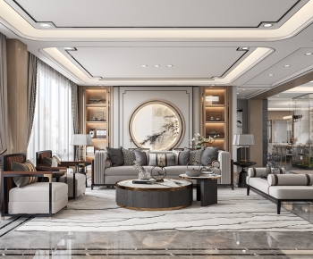 New Chinese Style A Living Room-ID:672344925