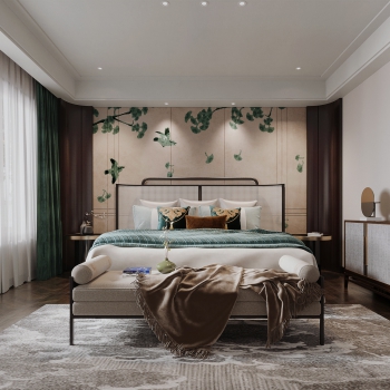 New Chinese Style Bedroom-ID:555433037