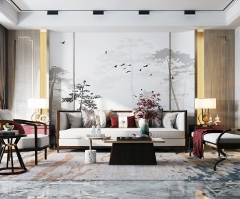 New Chinese Style A Living Room-ID:147025117