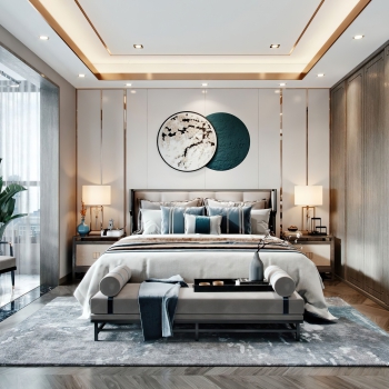 New Chinese Style Bedroom-ID:558218969