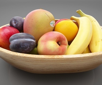 现代水果桃子香蕉李子芒果3D模型