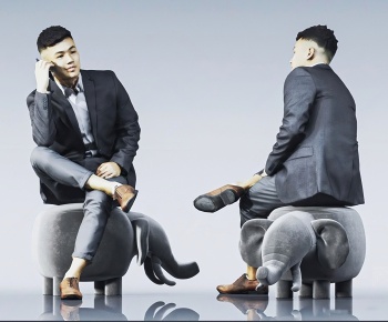 现代坐着的男人3D模型
