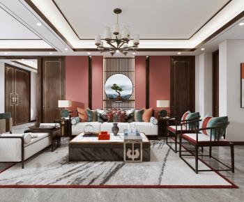 New Chinese Style A Living Room-ID:903908016