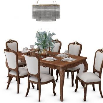 European Style Dining Table And Chairs-ID:814398051