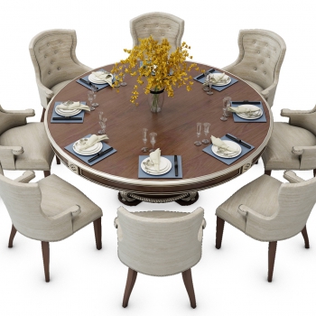 European Style Dining Table And Chairs-ID:344563962