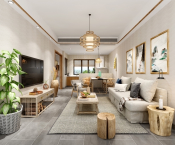 New Chinese Style A Living Room-ID:613544948