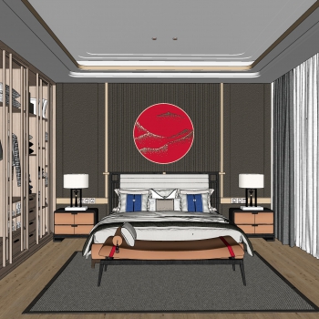 New Chinese Style Bedroom-ID:401058914