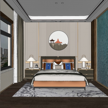 New Chinese Style Bedroom-ID:680918935