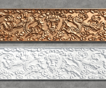 中式舞龙石膏铜质浮雕-ID:923192982