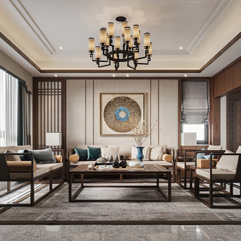 New Chinese Style A Living Room-ID:155107024