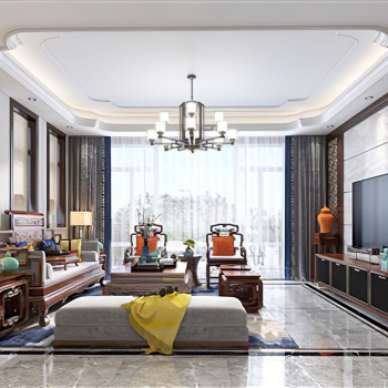 Chinese Style A Living Room-ID:158429154