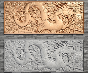 新中式舞龙石刻铜质雕刻浮雕-ID:304894927