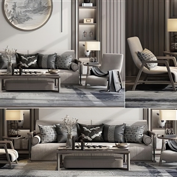 New Chinese Style Sofa Combination-ID:460016019