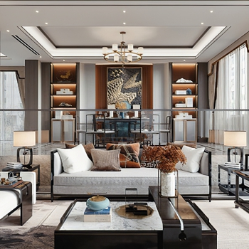 New Chinese Style A Living Room-ID:620405918