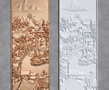 新中式清明上河图风景铜质浮雕-ID:450210664