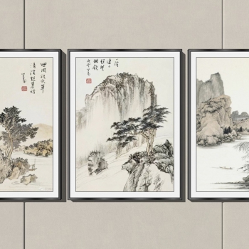 新中式山水装饰挂画-ID:296017899