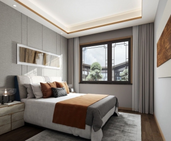 New Chinese Style Bedroom-ID:667409943