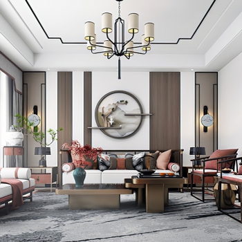 New Chinese Style A Living Room-ID:514698038