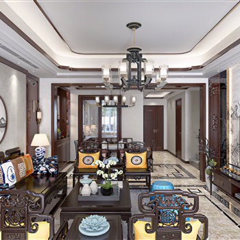 Chinese Style A Living Room-ID:621931084