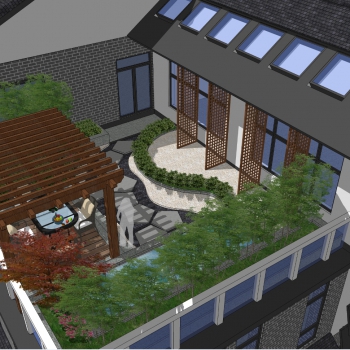 新中式屋顶花园-ID:219830048