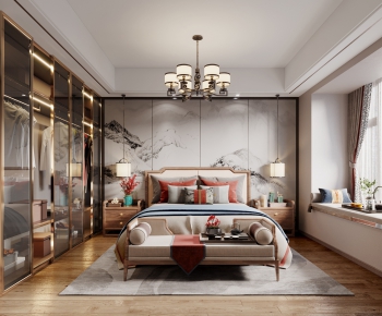 New Chinese Style Bedroom-ID:864028991